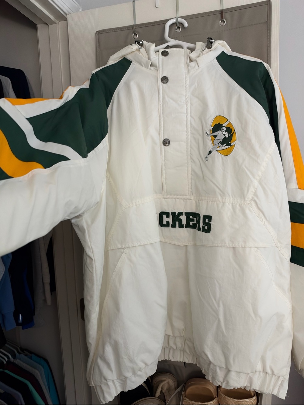 Men's White Packers Starter quarterzip/jacket